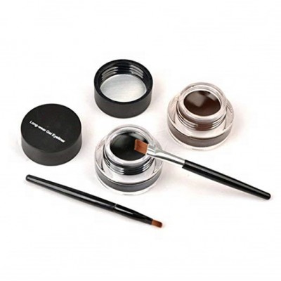 Private Label Eyeliner Gel 2 in 1Black and Brown Gel Eyeliner Set With Brushes Smudge Proof Waterproof Gel Eyeliner Pencil