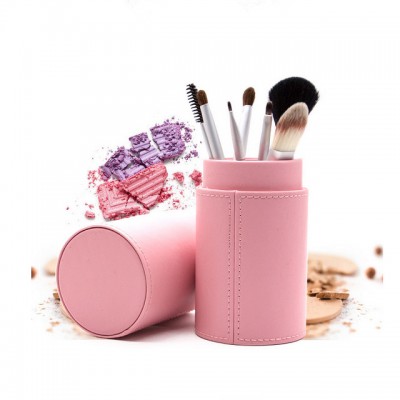 Professional make up brushes 7pcs eyeshadow blush makeup brush set with cup holder/leather bag